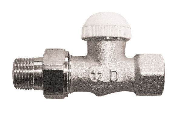 Zawór grzejnikowy termostatyczny HERZ TS-90 prosty, połączenie 1/2'' (niklowanie) żółty