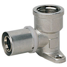 Kolano IBP P7472 G Z łapami, mosiądz niklowany, 20 mm x 1/2'' (system b flex x GW)