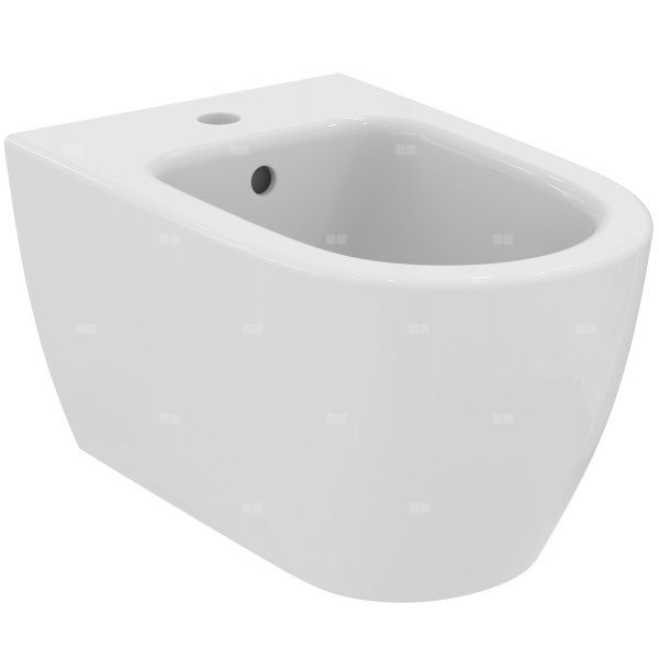 Bidet ścienny 345x530x295 mm, 1 otwór na baterię, z przelewem - I.LIFE O