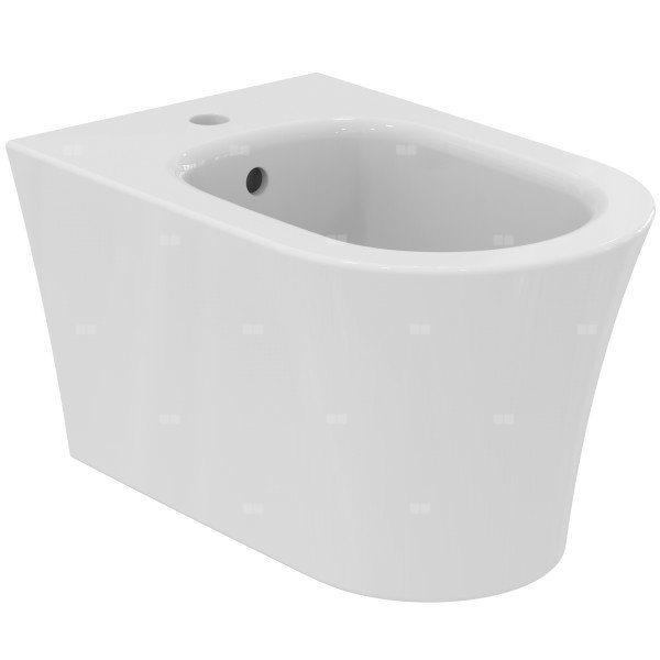 Bidet ścienny 355x540x315 mm, 1 otwór na baterię, z przelewem - LDV