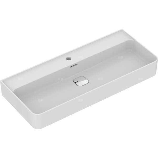 Umywalka 1000x430x180 mm, 1 otwór na baterię, z przelewem - STRADA II