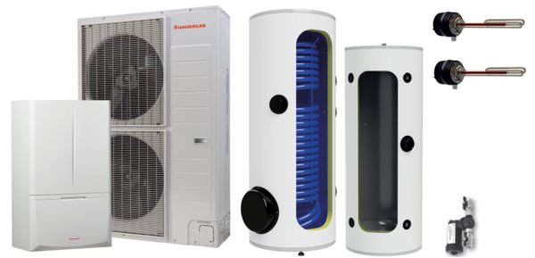 Pakiet - Pompa ciepła powietrze-woda split IMMERGAS MAGIS PRO 14 V2 T 12.5 kW 400 V + Zasobnik c.w.u. OKC 300 NTR/HP + Zasobnik buforowy NAD 250 V1
