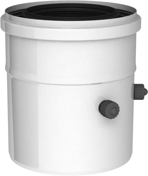 Złączka krócca kotła fi100/150mm z otworami pomiarowymi biała