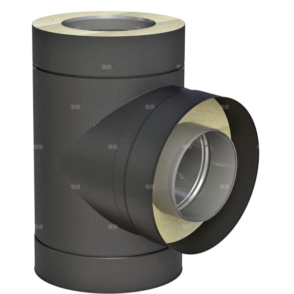 Element rewizyjny fi 130mm z wyjściem okrągłym lakierowany na czarno lakierowany na czarno