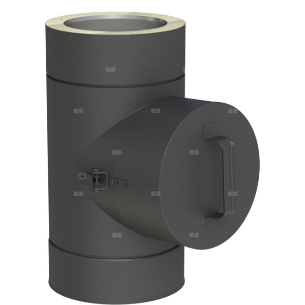 Element rewizyjny fi 130mm z wyjściem okrągłym lakierowany na czarno lakierowany na czarno