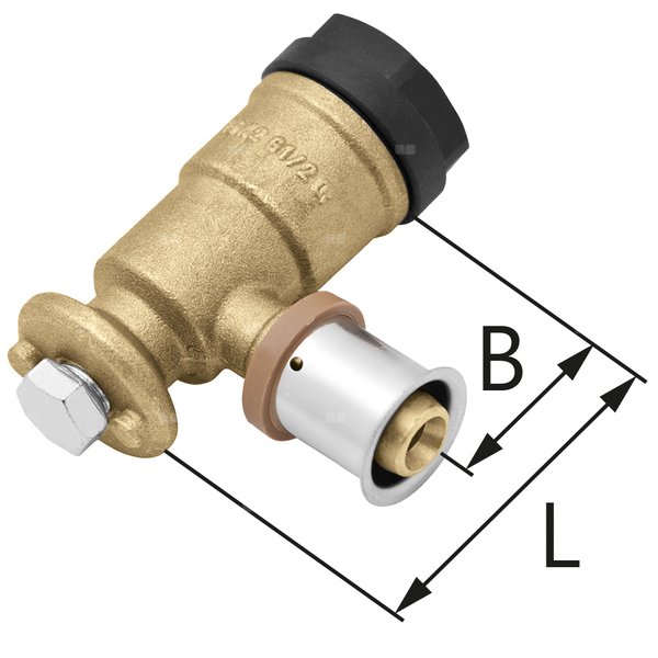 Kolano ścienne mosiężne GW ultraPRESS - 16 Rp1/2'' L = 52.5 mm