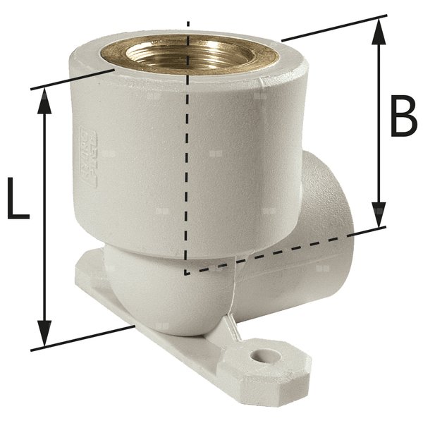 Kolano ścienne z uszami PP-R GW - 16 Rp1/2'' L = 47 mm