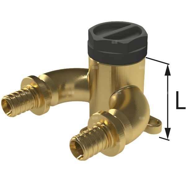 Kolano ścienne mosiężne z uszami typu U GW ultraLINE - 16 Rp1/2'' L = 41 mm