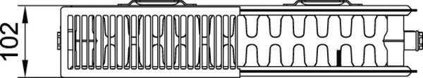 Grzejnik płytowy typ 22 KERMI Line-K wym. 205 x 1305 mm, kolor biały, moc 852 W