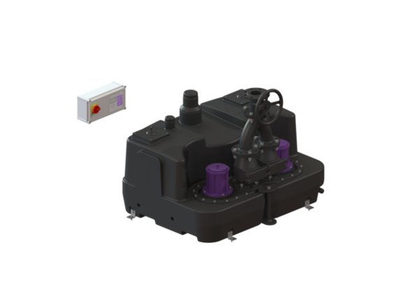 Przepompownia Aqualift F XL Duo, 3000W-S3, 400V, 450L, z zasuwą odcinającą z żeliwa