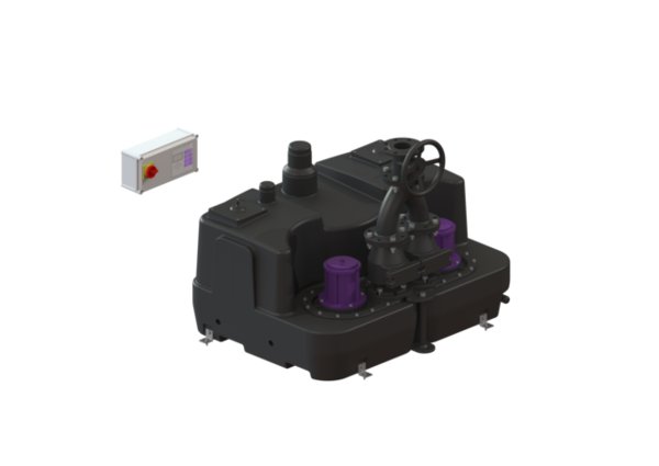 Przepompownia Aqualift F XL Duo, 4500W-S3, 400V, 450L, z zasuwą odcinającą z żeliwa