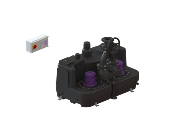 Przepompownia Aqualift F XL Duo, 4500W-S1, 400V, 300L, z zasuwą odcinającą z żeliwa