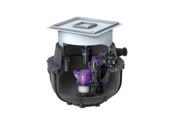 Przepompownia Aqualift S Compact DUO GTF500 do zabudowy z czarną pokrywą