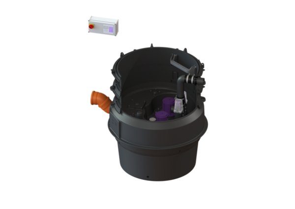 Moduł techniczny przepompowni Aqualift F XL Duo z szafką Comfort 3000-S1 400V ze zgrzewanym pierścieniem studzienki