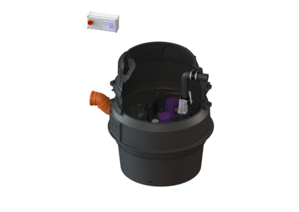 Moduł techniczny przepompowni Aqualift F XL Duo z szafką Comfort 3000-S1 400V ze zgrzewanym pierścieniem studzienki i stożkiem LW 800