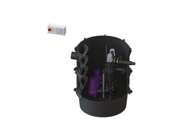 Moduł techniczny przepompowni Aqualift S XL Duo z szafka Comfort z pompą GTK 1600-S1 poj. 340l