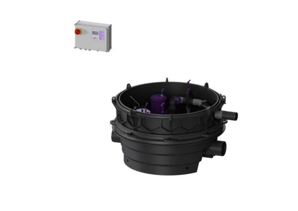 MODUŁ TECHNICZNY DUO ECOLIFT XL POMPY 400V SPF3000-S1 z automatyczną klapą zwrotną do ścieków szarych do swob. ustawienia lub połączenia ze studz.