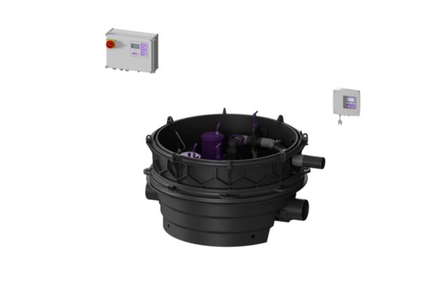 MODUŁ TECHNICZNY DUO ECOLIFT XL POMPY 400V SPF4500-S3 z automatyczną klapą zwrotną do ścieków czarnych do swob. ustawienia lub połączenia ze studz.