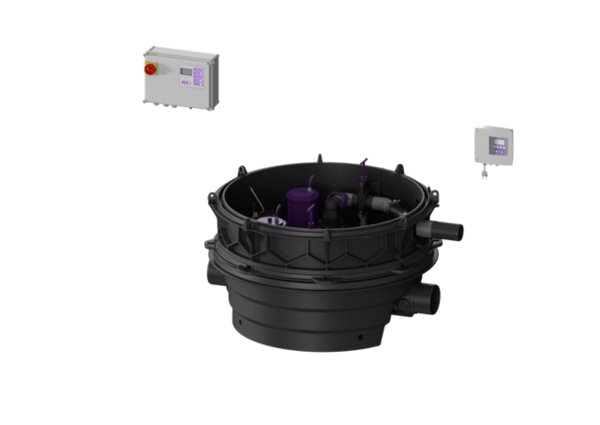 MODUŁ TECHNICZNY DUO ECOLIFT XL POMPY 400V SPF1500-S1 z automatyczną klapą zwrotną do ścieków czarnych do swob. ustawienia lub połączenia ze studz.
