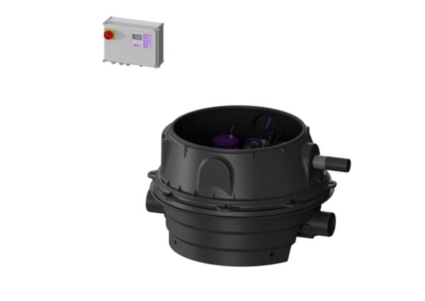 MODUŁ TECHNICZNY DUO ECOLIFT XL POMPY 400V SPF3000-S1 z automatyczną klapą zwrotną do ścieków szarych do zabudowy w ziemi lub płycie betonowej