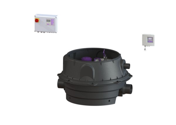 MODUŁ TECHNICZNY DUO ECOLIFT XL POMPY 400V SPF3000-S3 z automatyczną klapą zwrotną do ścieków czarnych do zabudowy w ziemi lub płycie betonowej