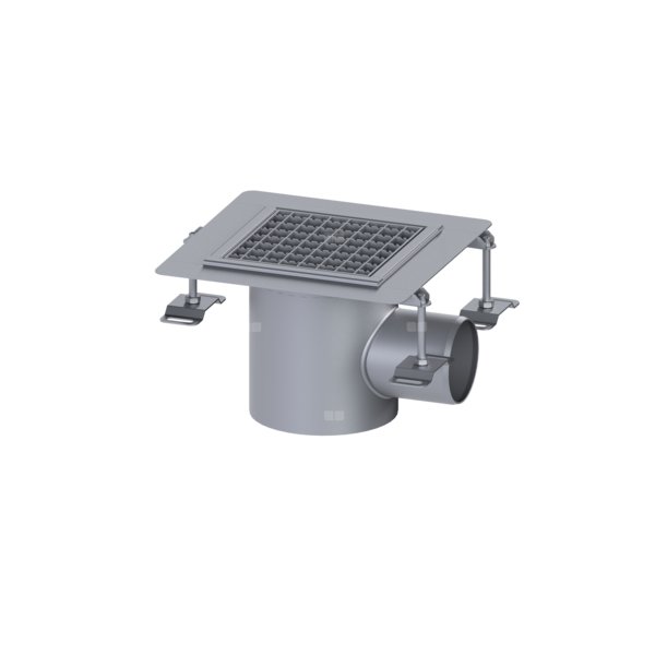 Wpust Ferrofix 185, odpływ boczny, 230x230, ruszt kratowy M125, kołnierz 6mm do uszczelnień płynnych