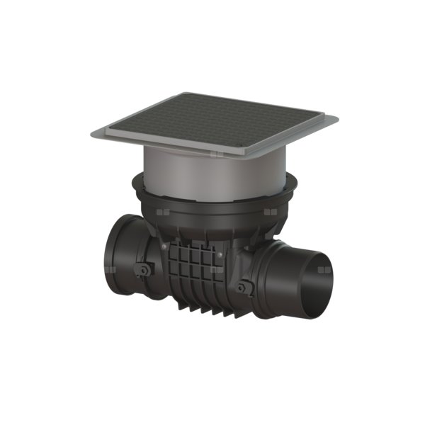 Zawór zwrotny (zasuwa burzowa) Staufix DN 150 z pokrywą czarną z 1 klapą z tworzywa i 1 klapą ze stali nierdzewnej