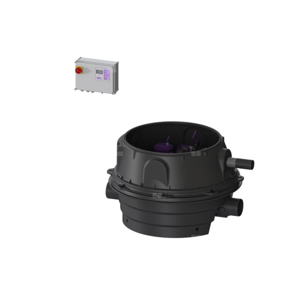 MODUŁ TECHNICZNY DUO ECOLIFT XL POMPY 400V SPF3000-S3 z automatyczną klapą zwrotną do ścieków szarych do zabudowy w ziemi lub płycie betonowej