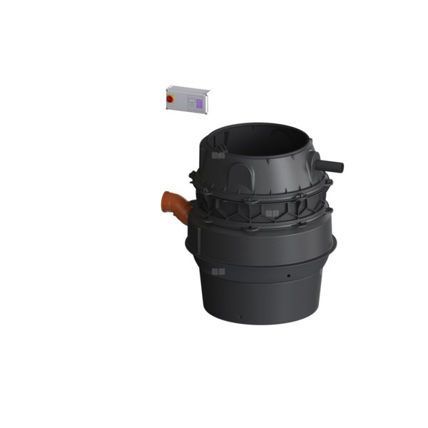 Moduł techniczny przepompowni Aqualift F XL Duo z szafką Comfort 3000-S1 400V ze zgrzewanym pierścieniem studzienki i stożkiem LW 800