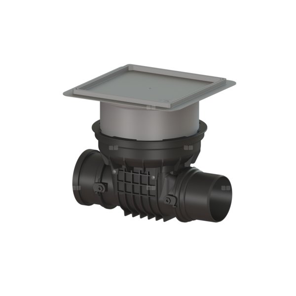 Zawór zwrotny (zasuwa burzowa) Staufix DN 150 z pokrywą pod płytki z 1 klapą z tworzywa i 1 klapą ze stali nierdzewnej