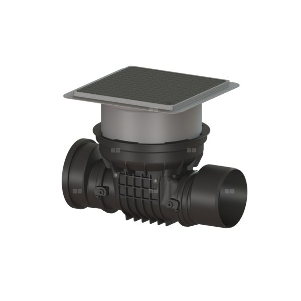 Zawór zwrotny (zasuwa burzowa) Staufix DN 200 z pokrywą czarną z 1 klapą z tworzywa i 1 klapą ze stali nierdzewnej