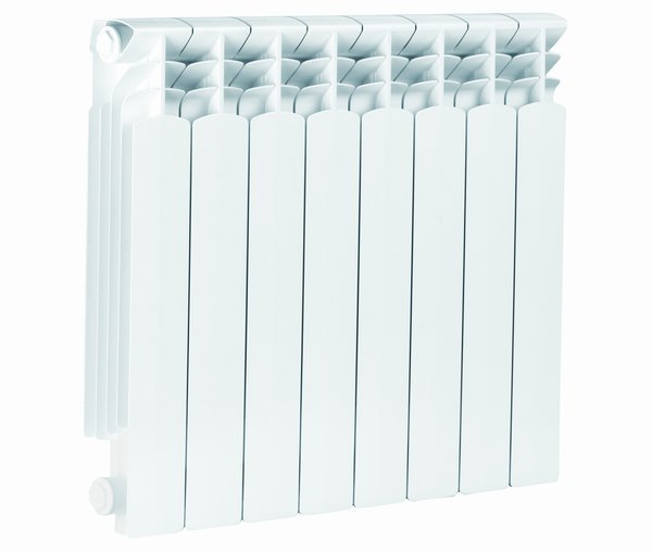 Grzejnik żeberkowy KFA Armatura G500F/8 aluminium, podłączenie boczne 572 x 644 mm, kolor biały (RAL 9010)