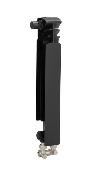 Grzejnik żeberkowy KFA Armatura G500F/D/1 aluminium, podłączenie dolne, lewe, kątowe 572 x 80 mm, kolor czarny (RAL 9005)