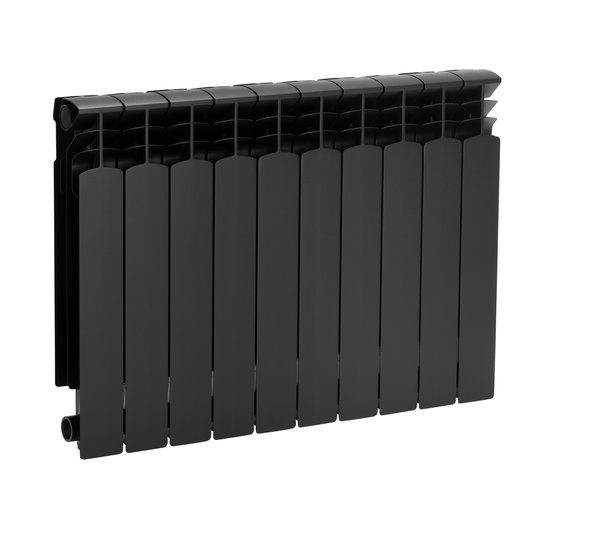 Grzejnik żeberkowy KFA Armatura G500F aluminium, podłączenie boczne 572 x 805 mm, kolor czarny (RAL 9005)