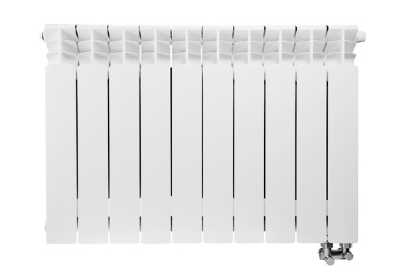 Grzejnik żeberkowy KFA Armatura G500F/D aluminium, podłączenie dolne, prawe, kątowe 572 x 865 mm, kolor biały (RAL 9016)