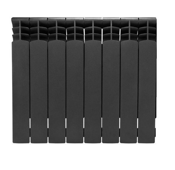 Grzejnik żeberkowy KFA Armatura G500/8 aluminium, podłączenie boczne 572 x 644 mm, kolor grafit (RAL 9007), moc 1128 W
