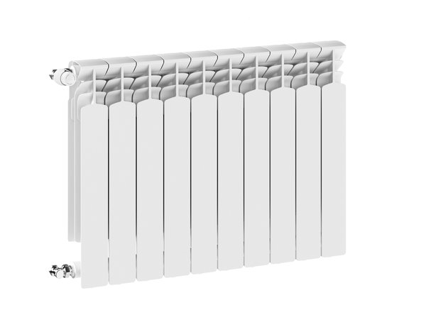 Grzejnik żeberkowy KFA Armatura G600F/10 aluminium, podłączenie boczne 672 x 805 mm, kolor biały