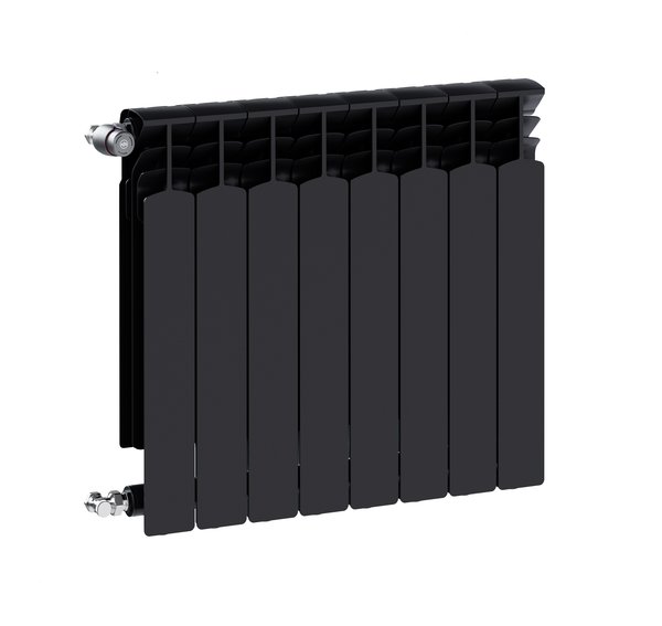 Grzejnik żeberkowy KFA Armatura G600F/8 aluminium, podłączenie boczne 672 x 644 mm, kolor czarny