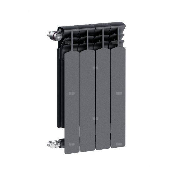 Grzejnik żeberkowy KFA Armatura G600F/4 aluminium, podłączenie boczne 672 x 322 mm, kolor grafit