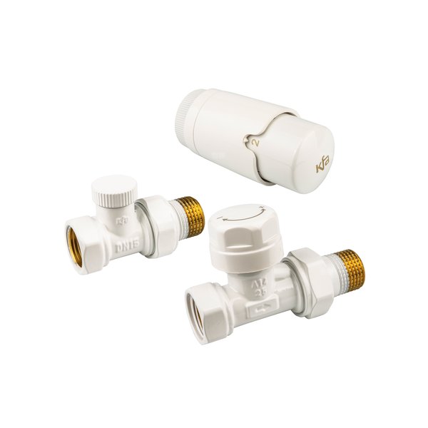 Zestaw termostatyczny grzejnikowy, prosty KOMFORT PRO, Biały