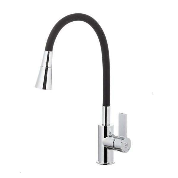 Bateria RUMBA Duo kuchenna stojąca z elastyczną wylewką, chrom-czarny