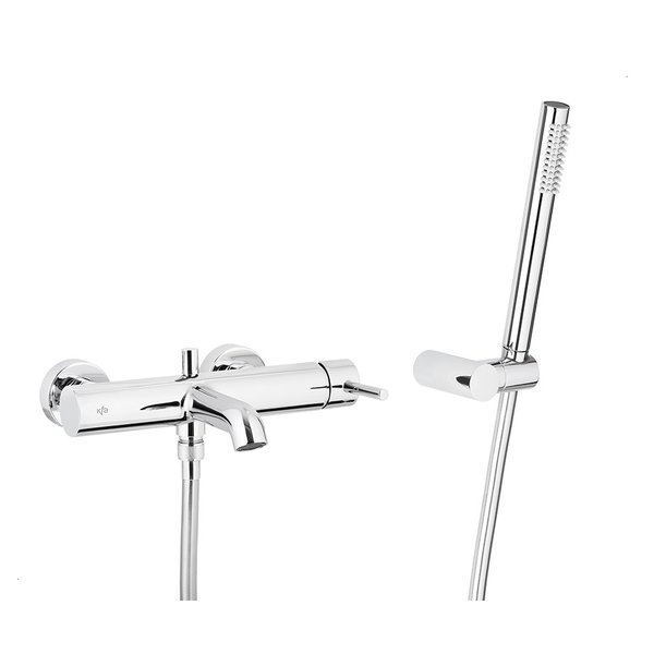 MOZA BATERIA WANNOWA POZIOMA, ŚCIENNA + ZESTAW NATRYSKOWY PUNKTOWY PREMIUM, CHROM