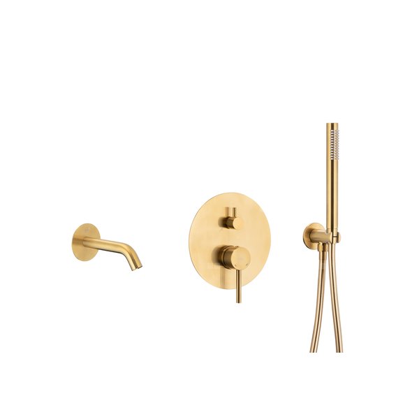 MOZA zestaw wannowy podtynkowy z baterią 3 funkcyjną, złoty szczotkowany pvd