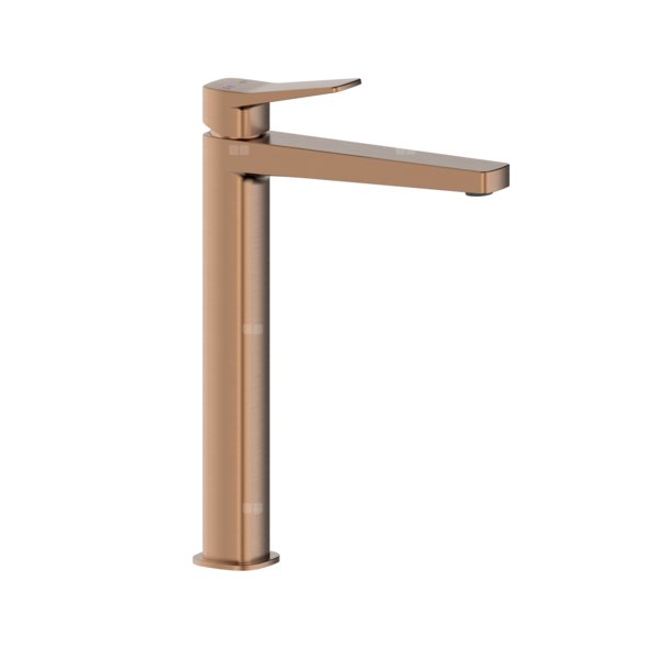 Bateria Malaga, umywalkowa, nablatowa ze spustem klik-klak, PVD brushed rose gold