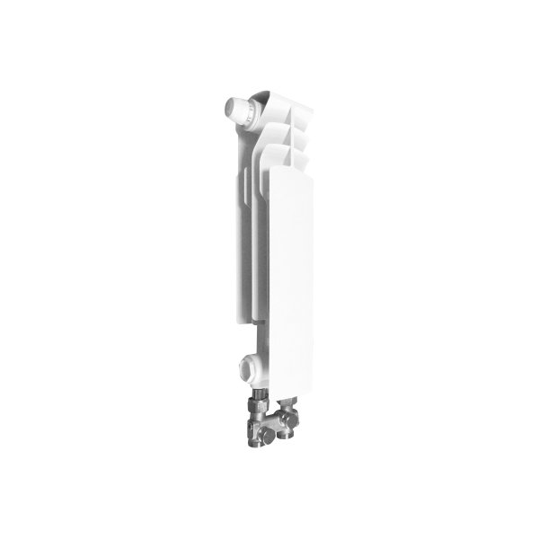 Grzejnik żeberkowy KFA Armatura G350F/D/1 aluminium, podłączenie dolne, lewe, proste 422 x 80 mm, kolor biały (RAL 9010)