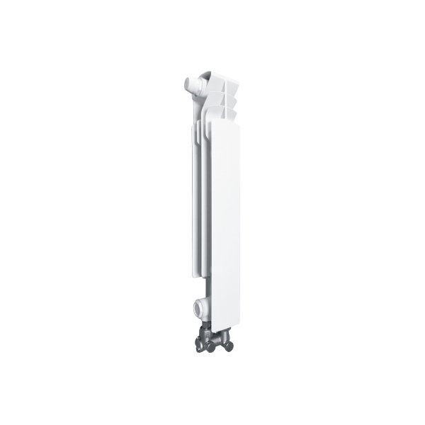 Grzejnik żeberkowy KFA Armatura G500F/D/1 aluminium, podłączenie dolne, lewe, kątowe 572 x 80 mm, kolor grafit (RAL 9007)