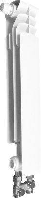 Grzejnik żeberkowy KFA Armatura G500F/D/1 aluminium, podłączenie dolne, lewe, proste 572 x 80 mm, kolor biały (RAL 9010)