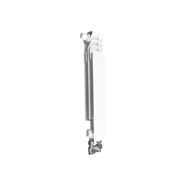 Grzejnik żeberkowy KFA Armatura G500F/D/1 aluminium, podłączenie dolne, lewe, proste 572 x 80 mm, kolor grafit (RAL 9007)