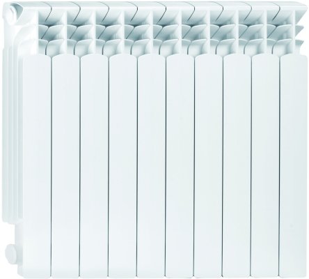 Grzejnik żeberkowy KFA Armatura G500F/10 aluminium, podłączenie boczne 572 x 805 mm, kolor biały (RAL 9010)