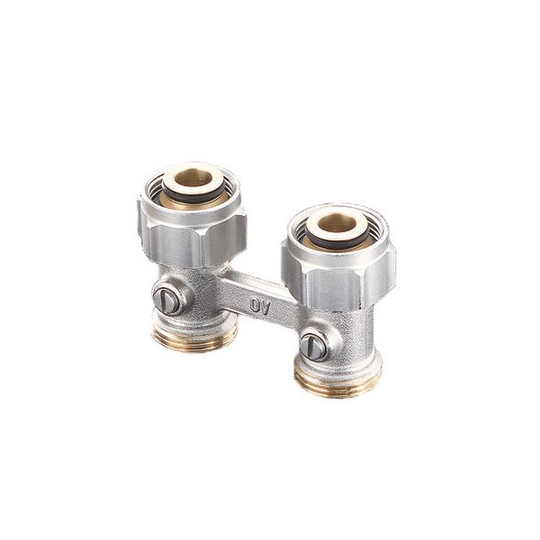 Multiflex F, ZB-podwójne przyłącze z odcięciem, 3/4NZx3/4GZ, mosiądz, niklowane